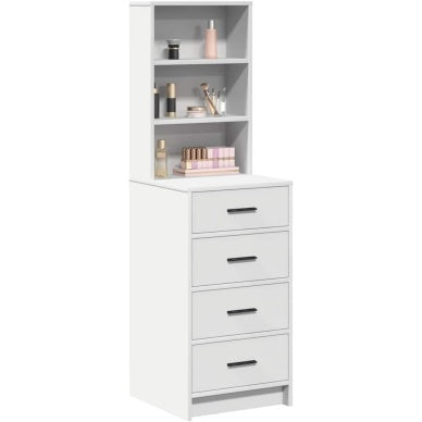 Armoire haute blanche 135 cm en finition mate, meuble vertical moderne pour salle a manger avec grande capacite
