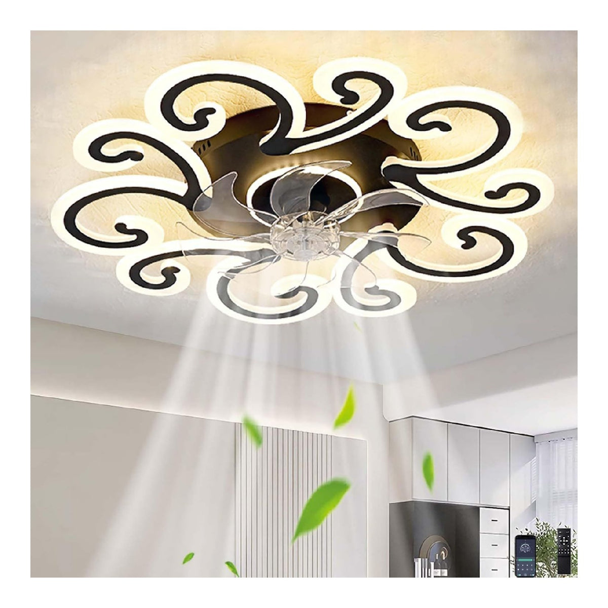 Luminaire Noir et Blanc a silhouette graphique de type lustre 3000K QG-1532