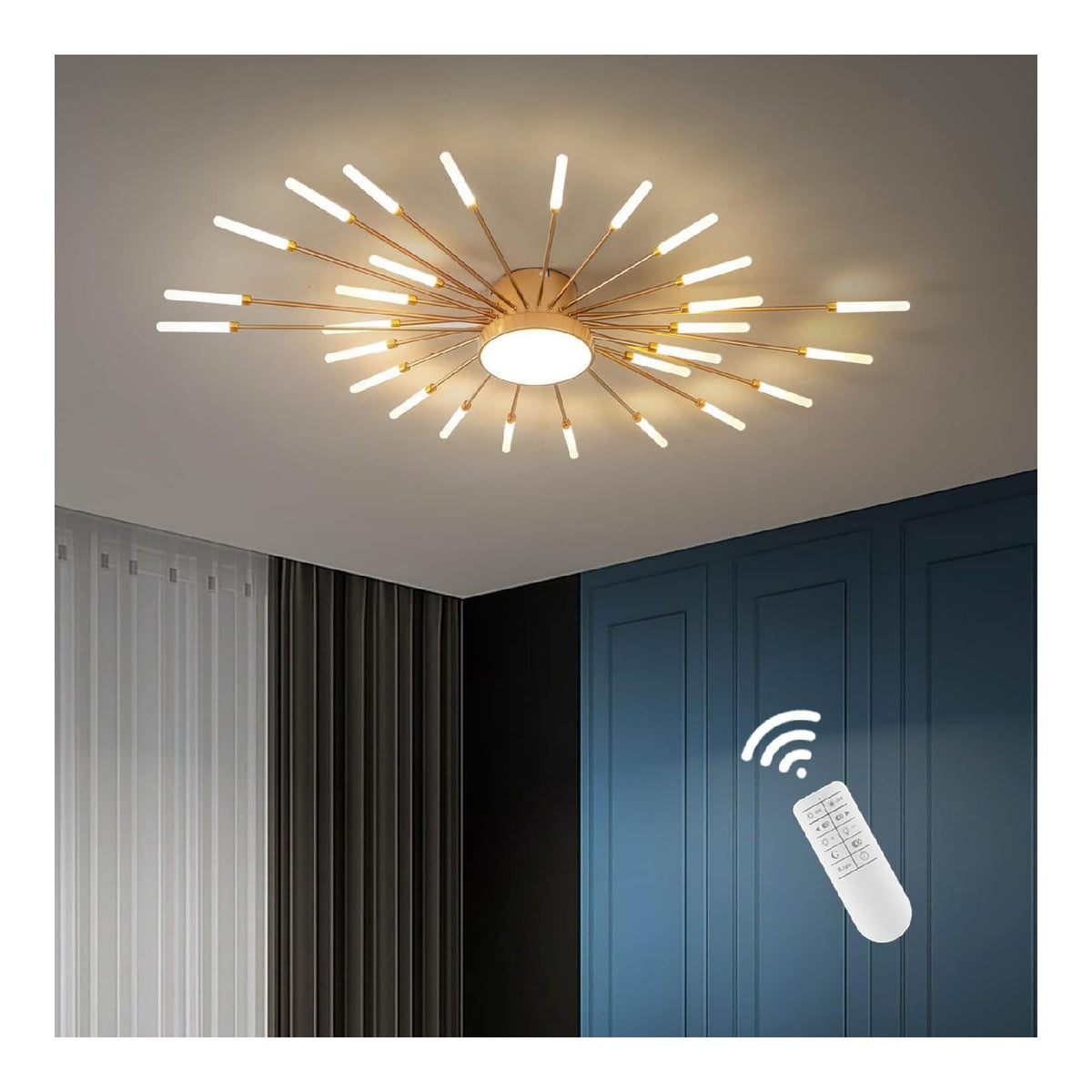 Lustre Blanc et Dore a presence elegante et lumiere agreable 26 W 3000K