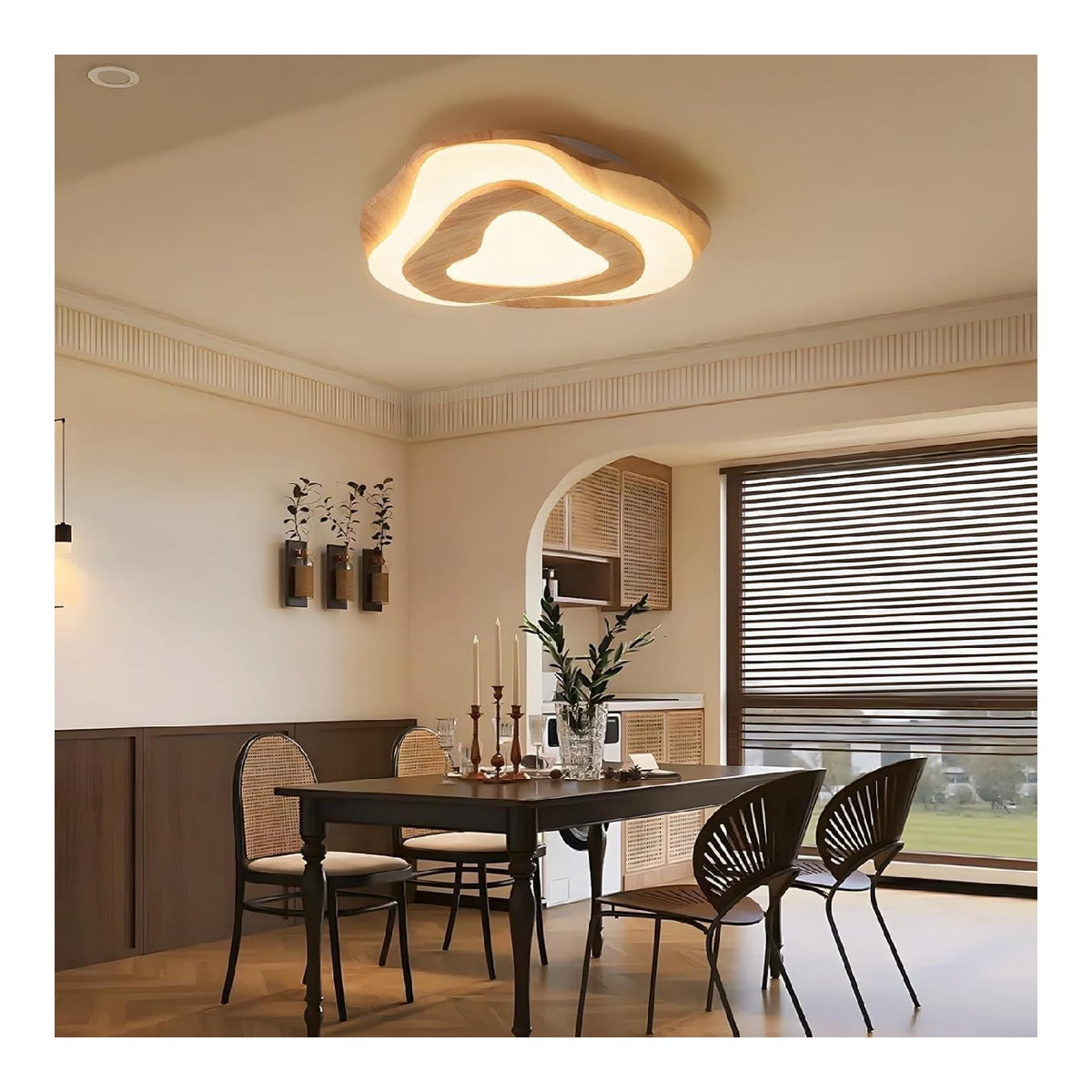 Solution lumineuse Ambre et Marron au dessin sobre en format plafonnier 35W 3000K