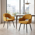 Lot de deux chaises pivotantes de cuisine avec assise confortable jaune, design moderne pour salle a manger