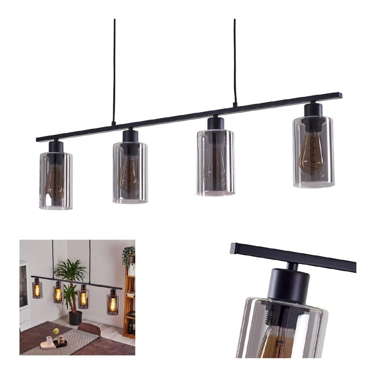 Eclairage Noir et Ambre contemporain en version suspension IP20 E27 R3-9618