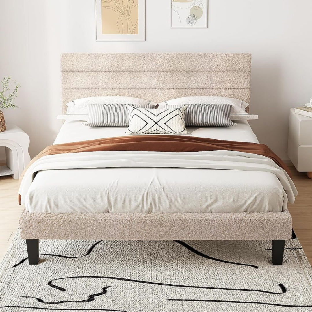 Lits finition bois structure metal beige variante 2327