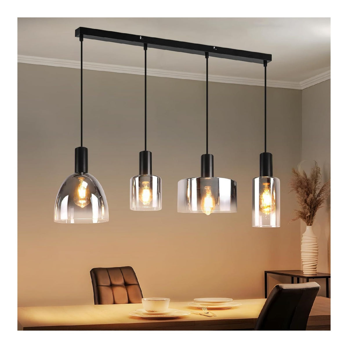 Luminaire Gris et Ambre a silhouette graphique de type suspension 25 W E27