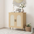 Meuble scandinave en MDF avec deux portes et facade rotin synthetique, rangement naturel pour maison contemporaine