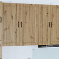 Meuble mural Porto effet chene artisanal 50 x 31 x 100 cm avec porte et etageres pour cuisine, entree ou espace repas
