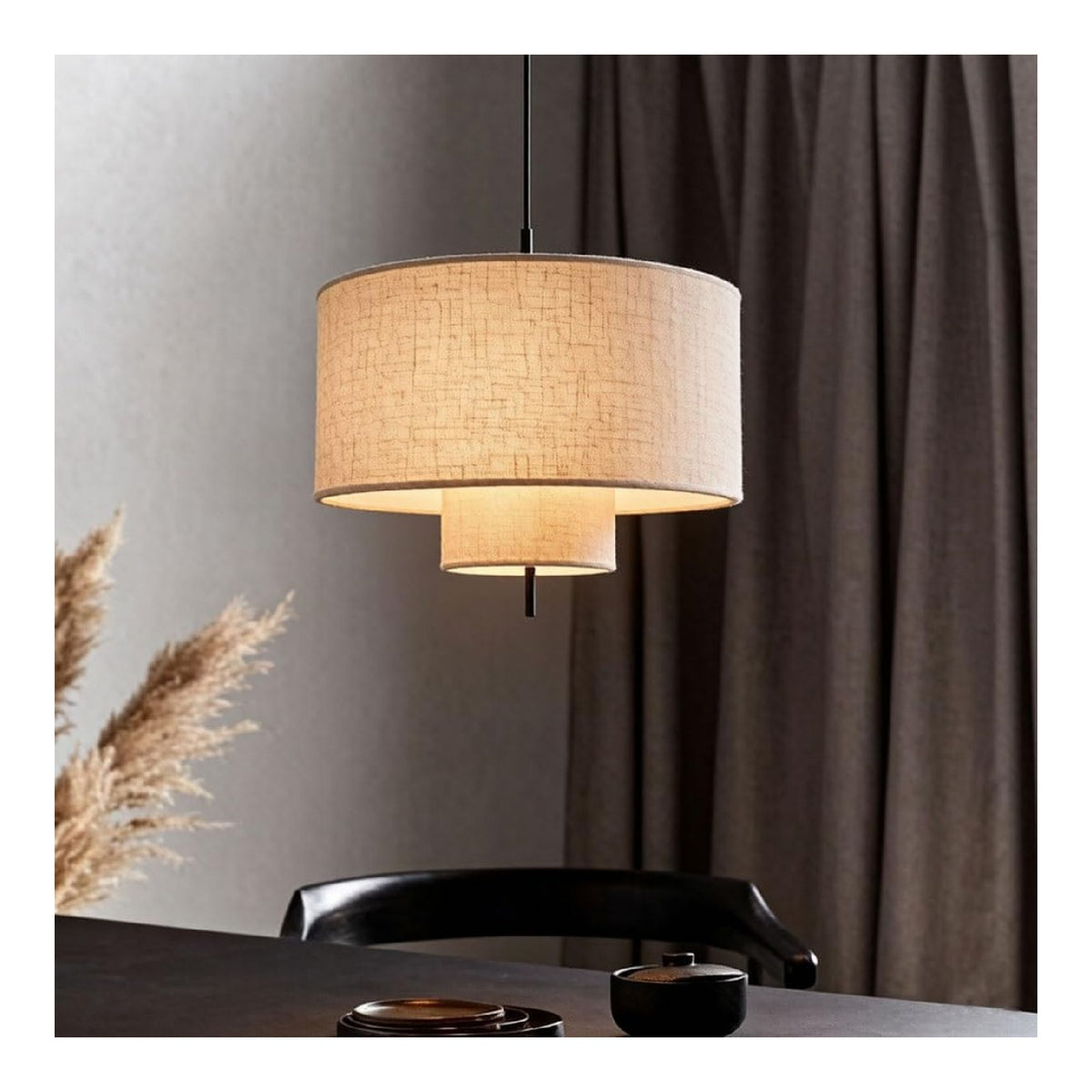 Solution lumineuse Ambre et Beige au dessin sobre en format suspension E27