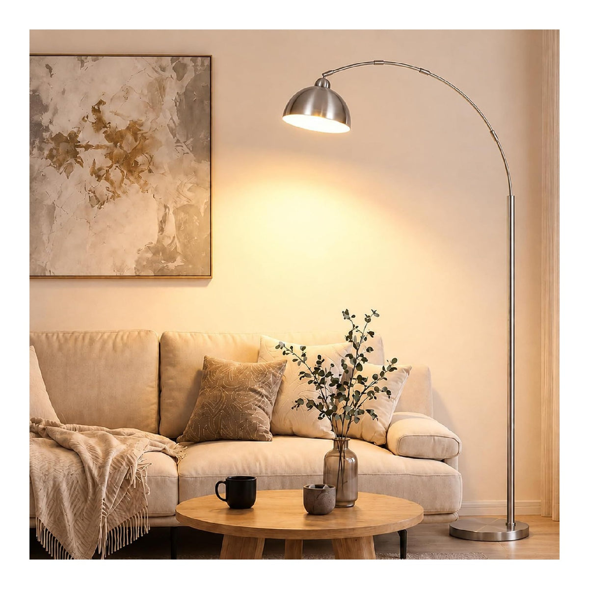 Luminaire Argente a silhouette graphique de type lampadaire 9W
