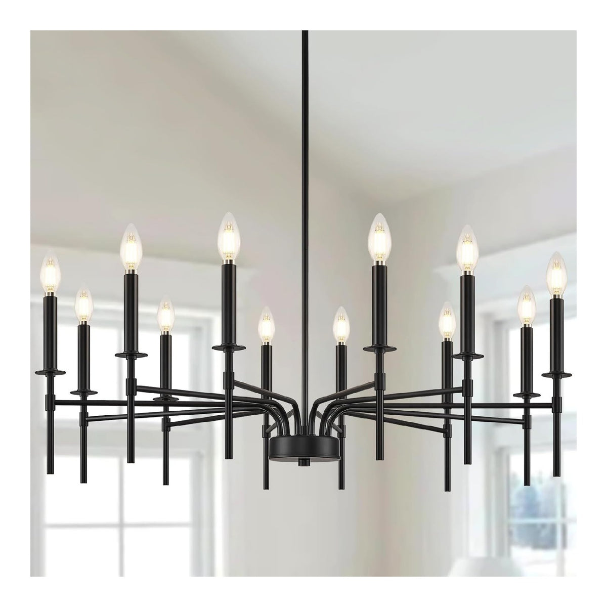 Solution lumineuse Noir et Ambre au dessin sobre en format lustre QG-1089