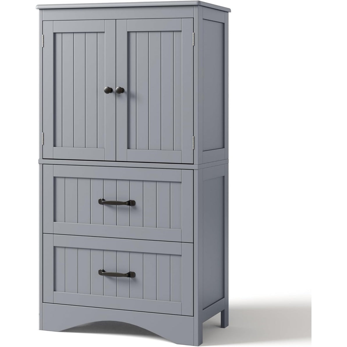 Meuble de rangement gris pour salle de bain, armoire pratique et fonctionnelle pour interieur moderne