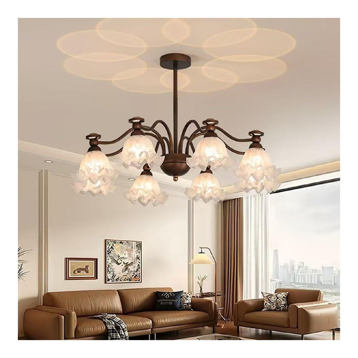 Suspension Blanc et Ambre aux lignes epurees avec eclairage confortable E27 JP-6643