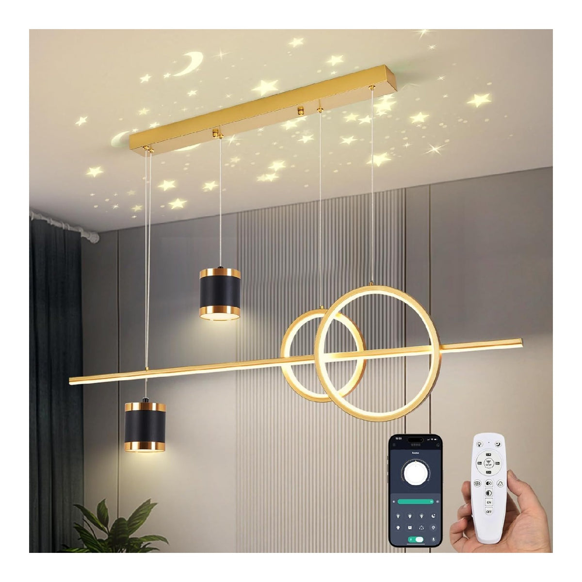 Luminaire Blanc a silhouette graphique de type suspension 3000 K