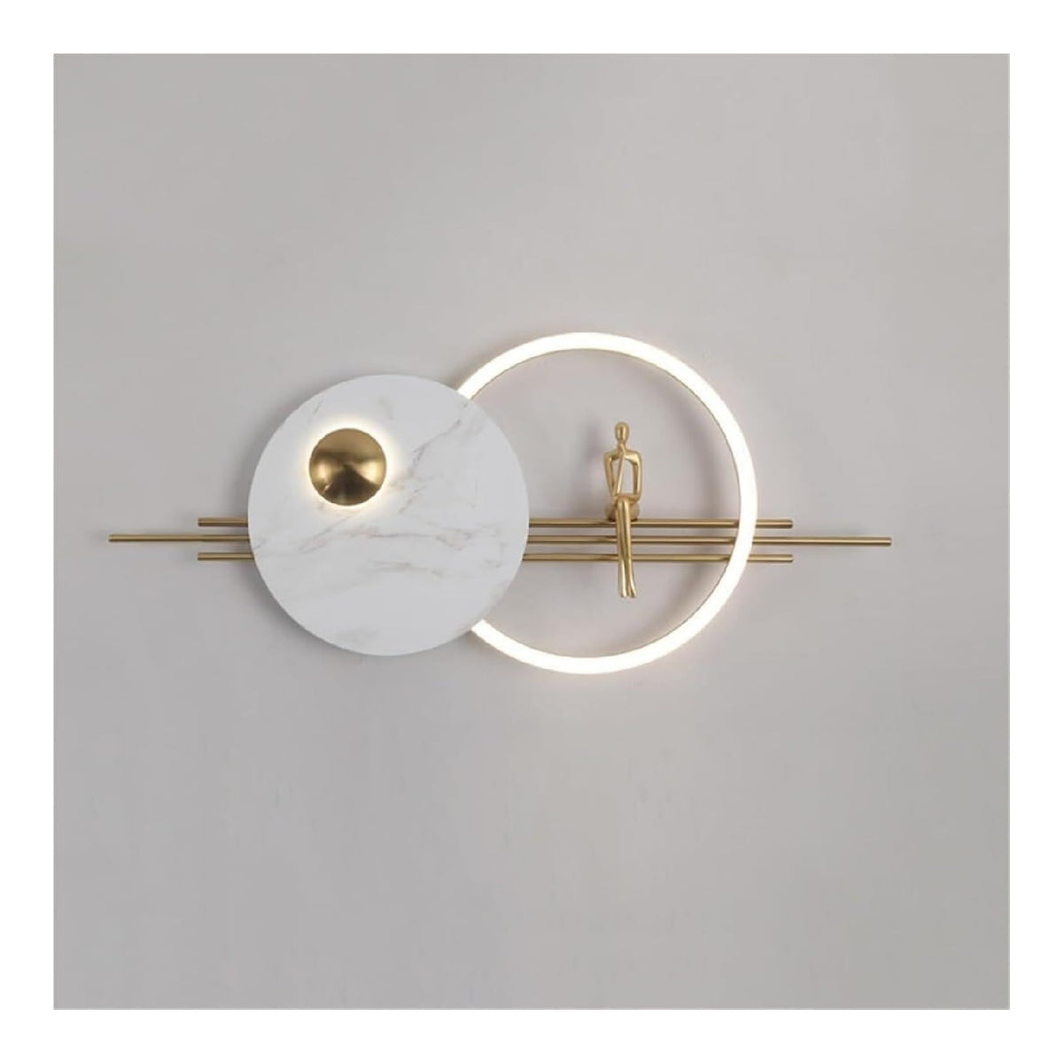 Luminaire Blanc et Dore a silhouette graphique de type applique murale 20 W 3000 K
