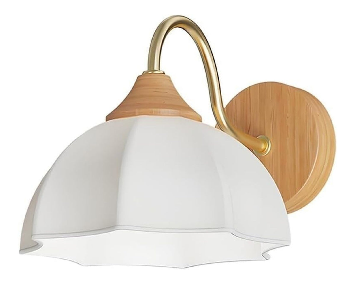 Luminaire Blanc et Dore a silhouette graphique de type applique murale E27