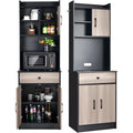 Armoire de cuisine haute 180 cm avec trois portes, tiroir et tablettes reglables, meuble securise avec systeme anti-basculement
