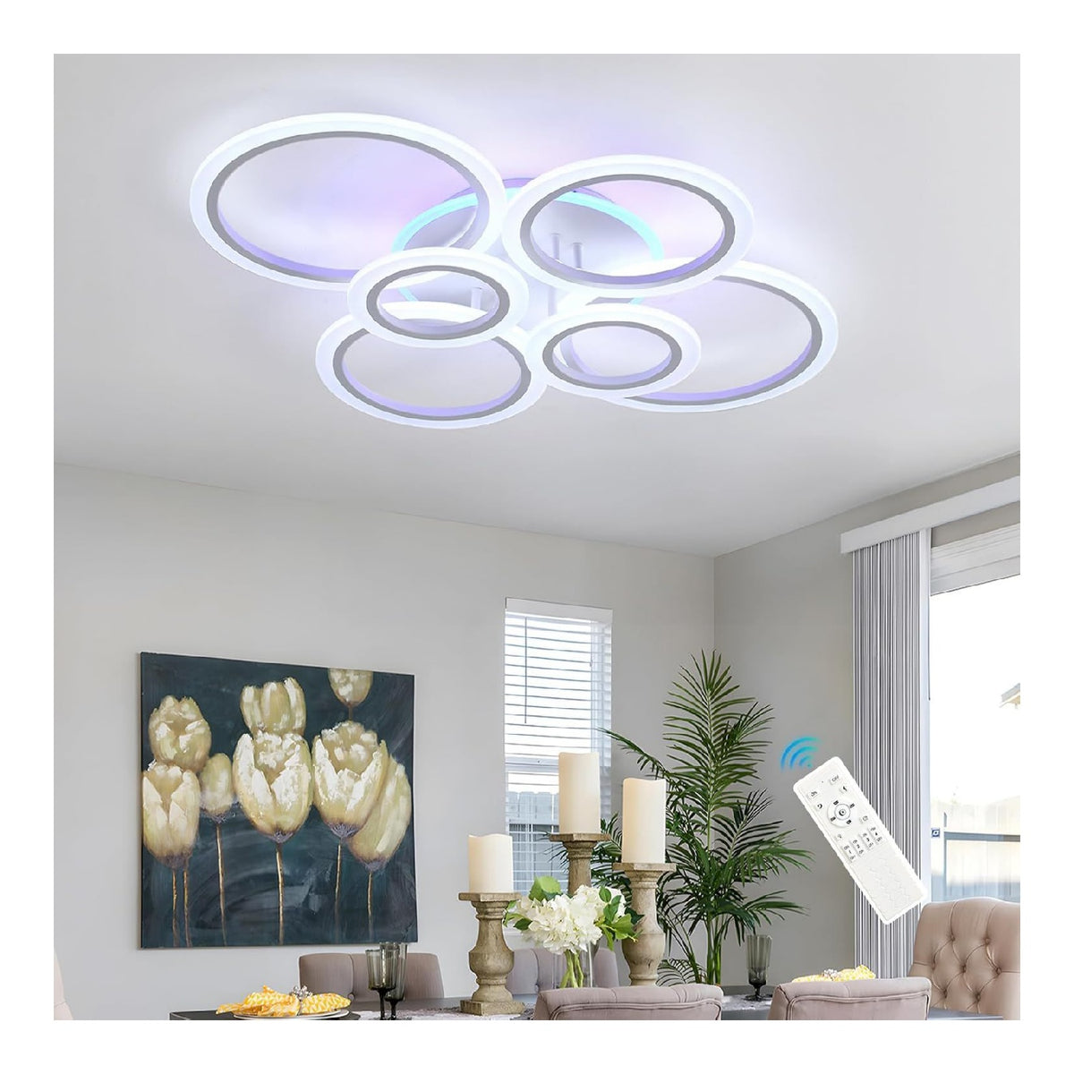Plafonnier Blanc et Ambre a presence elegante et lumiere agreable 70W 3000K