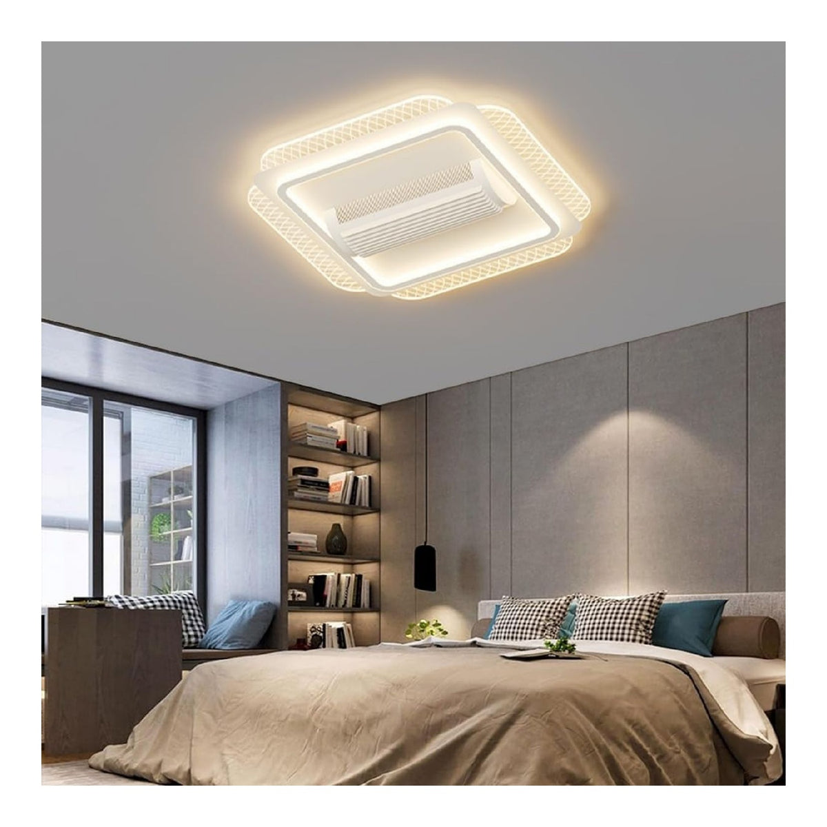 Luminaire decoratif Blanc et Ambre avec diffusion lumineuse harmonieuse 90 W 3000 K