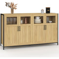 Vitrine industrielle 140 cm avec quatre portes vitrees, mobilier elegant pour presenter et ranger les objets