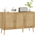Armoire de rangement basse 120 x 40 x 75 cm avec finition bois naturel, parfaite pour salon, salle a manger ou espace de vie