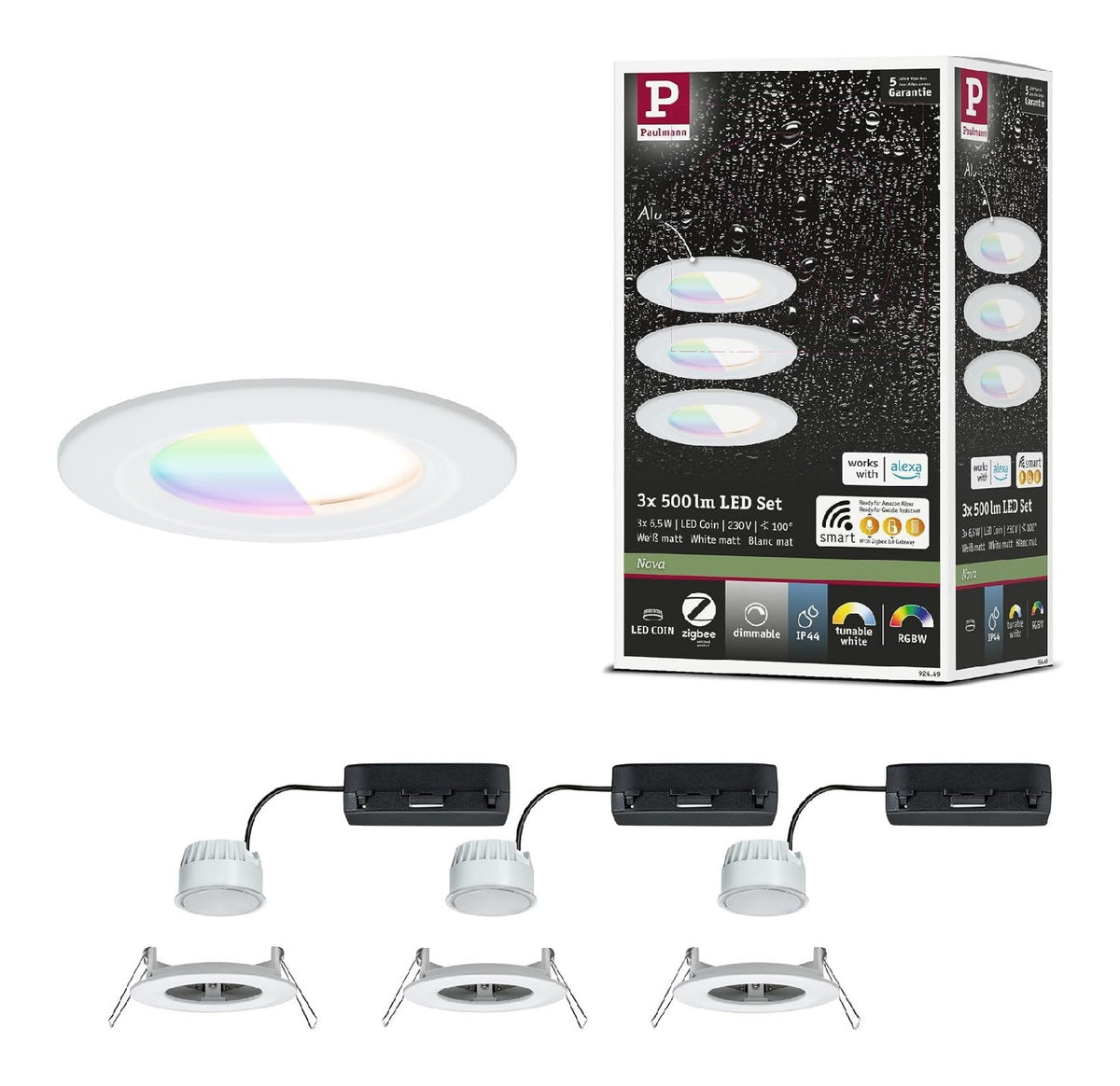 Solution lumineuse Blanc et Dore au dessin sobre en format spot de plafond IP44