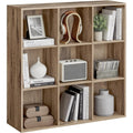 Bibliotheque cubique marron camel a 9 cases, rangement ouvert polyvalent pour livres, decorations ou accessoires