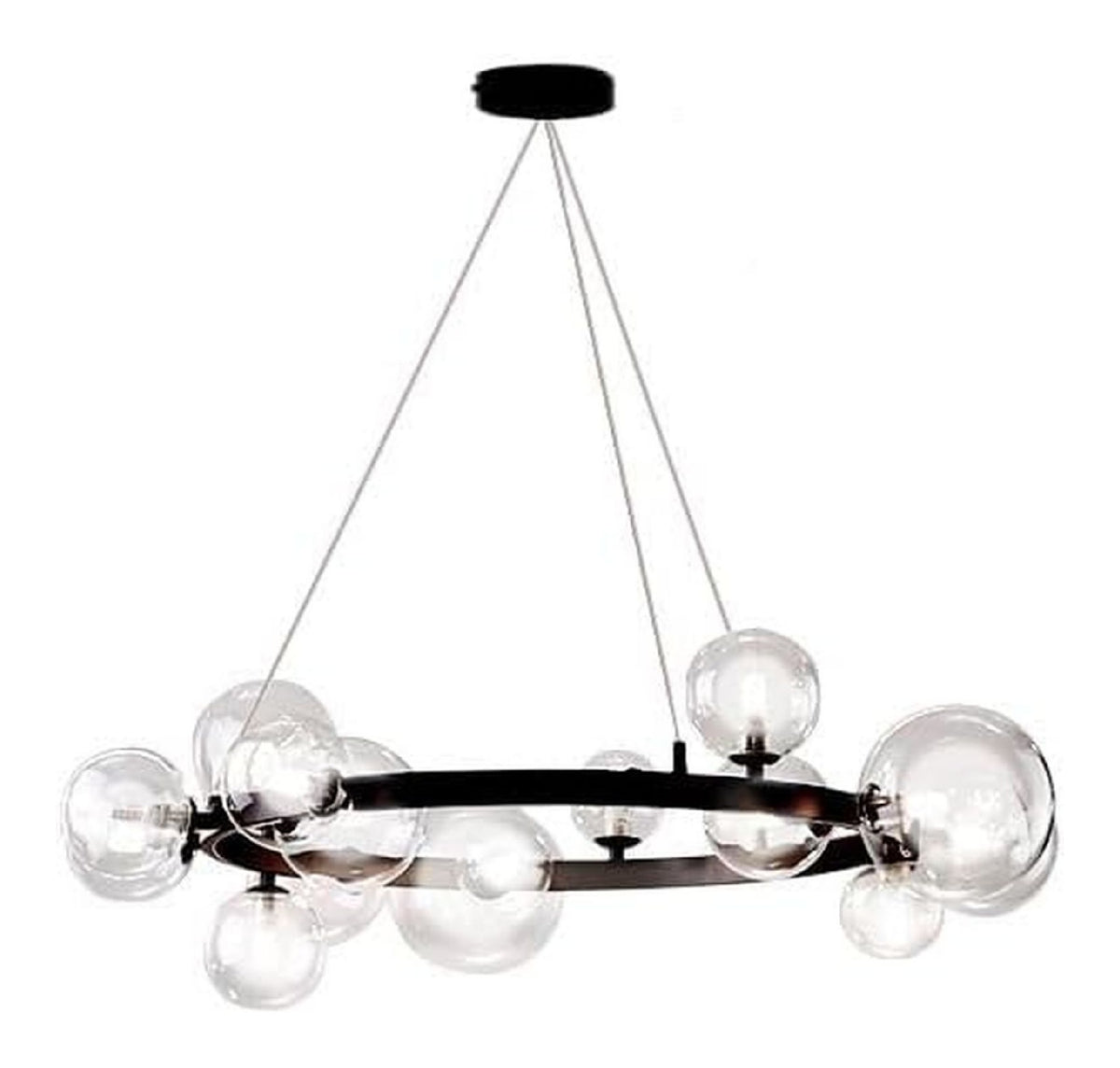 Suspension Noir et Ambre aux lignes epurees avec eclairage confortable 4T-5743