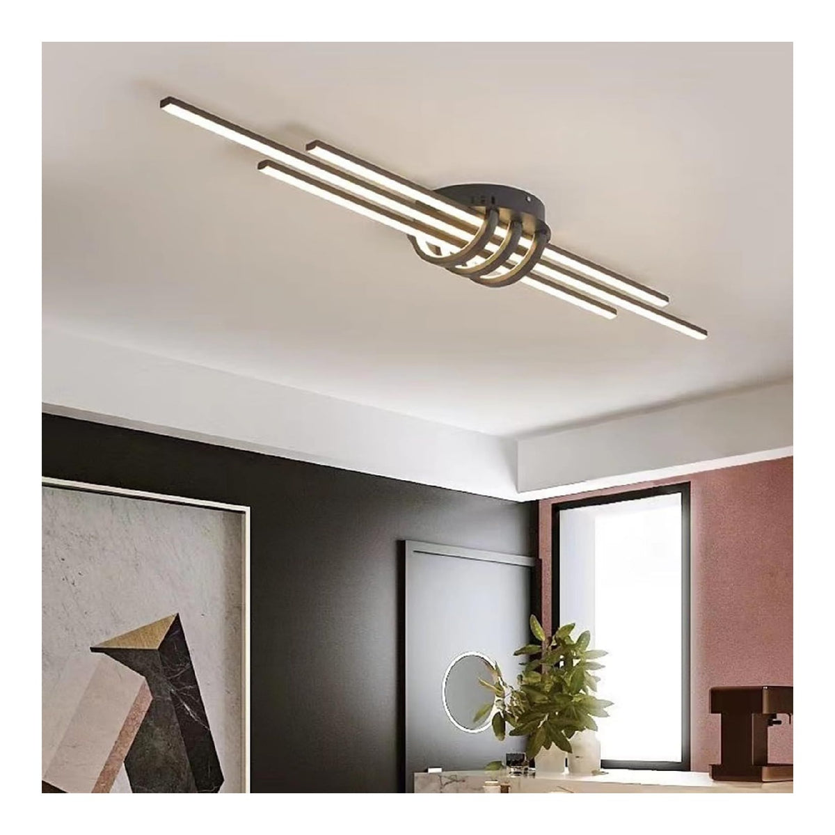 Luminaire Noir et Blanc a silhouette graphique de type plafonnier 40W 3000K