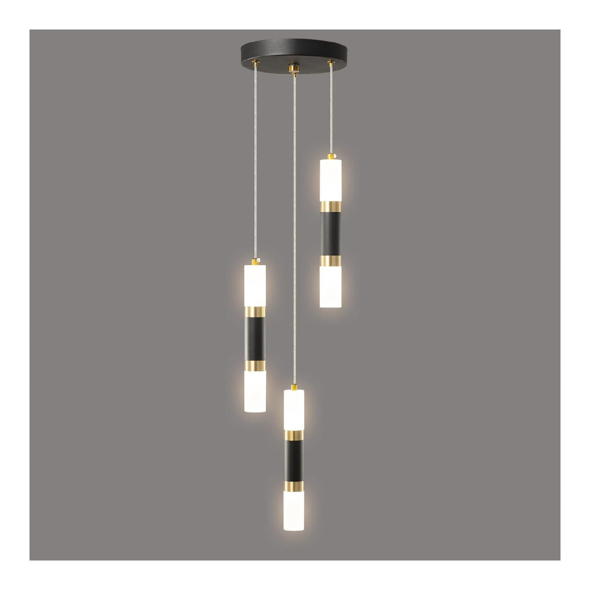 Suspension Noir et Dore a presence elegante et lumiere agreable 18W 4000K