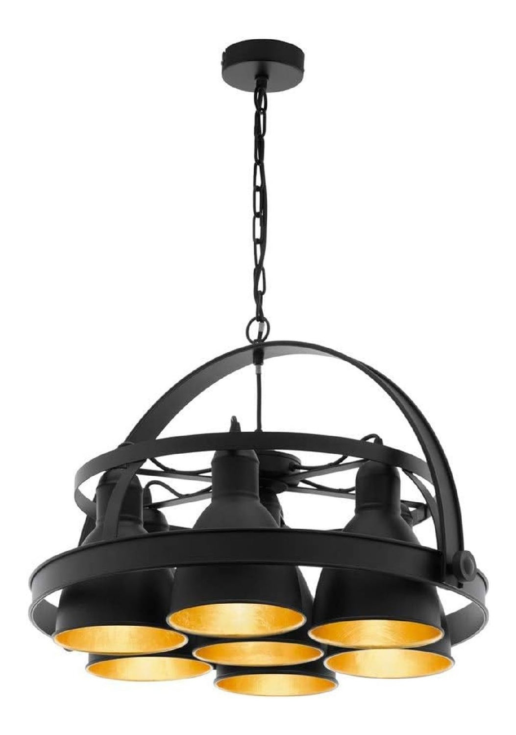Suspension Noir et Dore a presence elegante et lumiere agreable 60 W E27