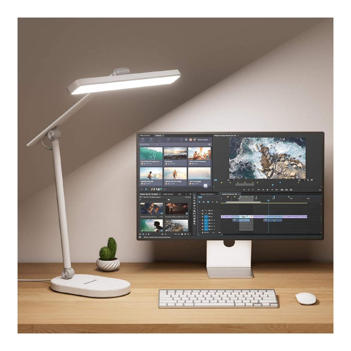 Luminaire decoratif Blanc et Bleu avec diffusion lumineuse harmonieuse 3000K