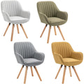 Quatre fauteuils pivotants scandinaves multicolores avec revetement tissu doux et pieds en bois massif