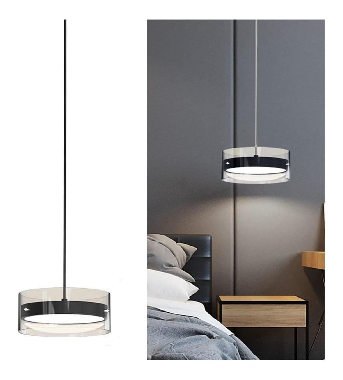 Suspension decoratif Transparent avec diffusion lumineuse harmonieuse