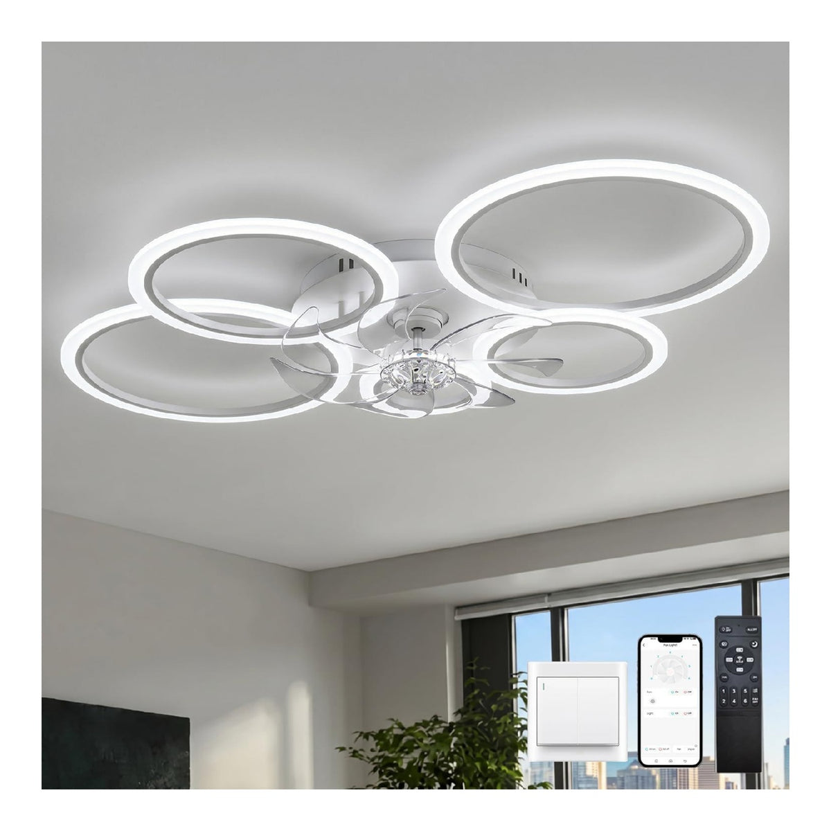 Plafonnier Blanc et Ambre au style moderne avec conception fonctionnelle 5S-1257