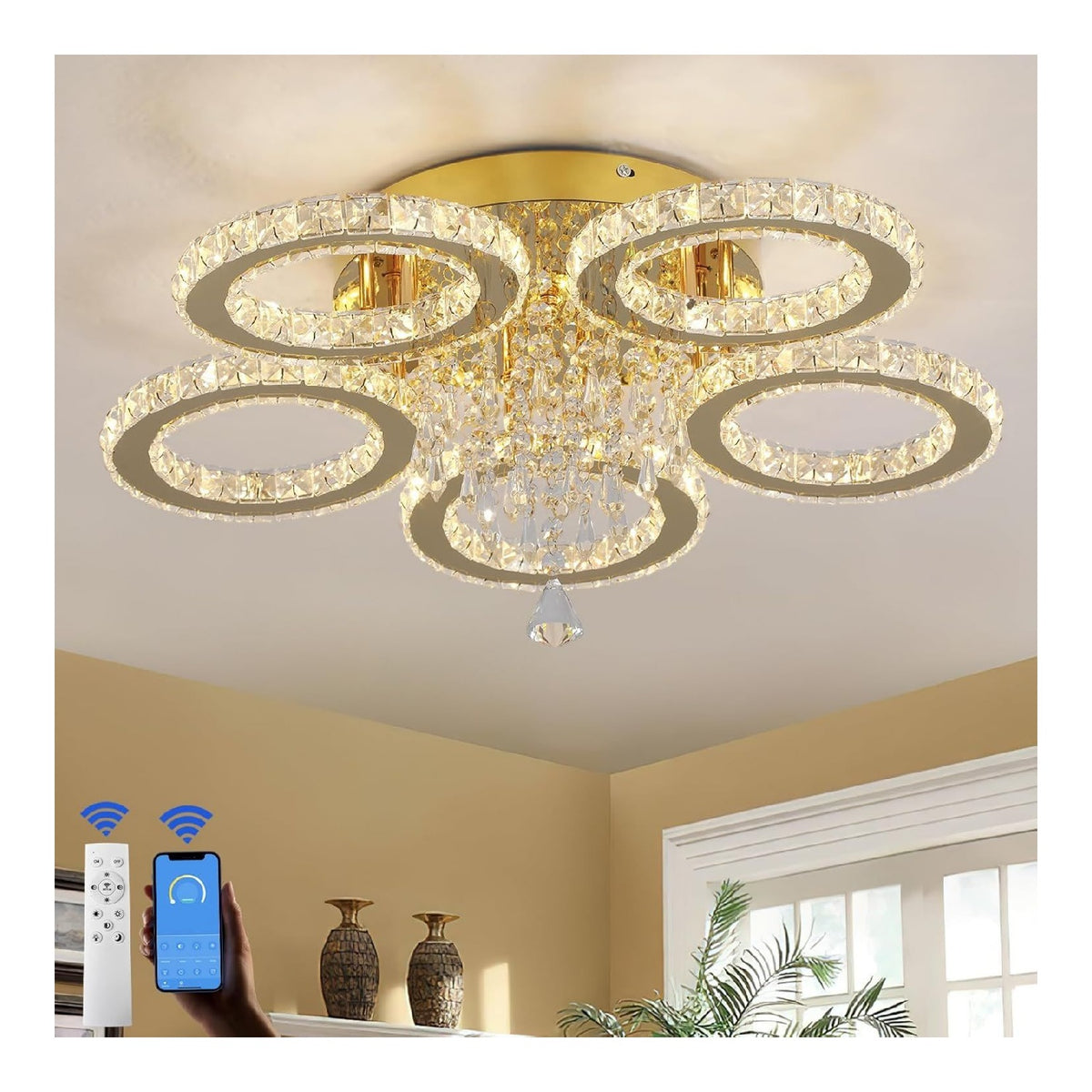 Solution lumineuse Dore et Ambre au dessin sobre en format lustre 3000K
