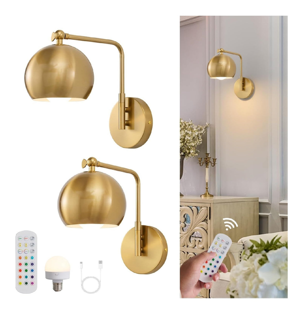 Solution lumineuse Blanc et Dore au dessin sobre en format applique murale 3000 K