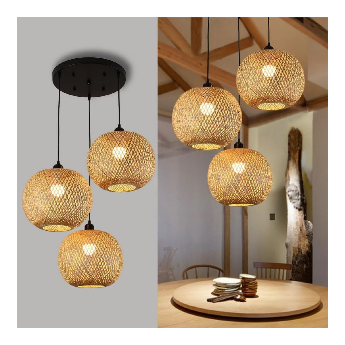 Suspension decoratif Noir et Ambre avec diffusion lumineuse harmonieuse 15W E27