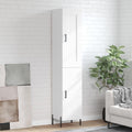 Armoire verticale blanche 180 cm avec portes et pieds metal, meuble spacieux pour entree salle a manger ou cuisine