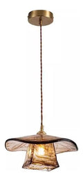 Suspension Ambre et Marron aux lignes epurees avec eclairage confortable 60W E27