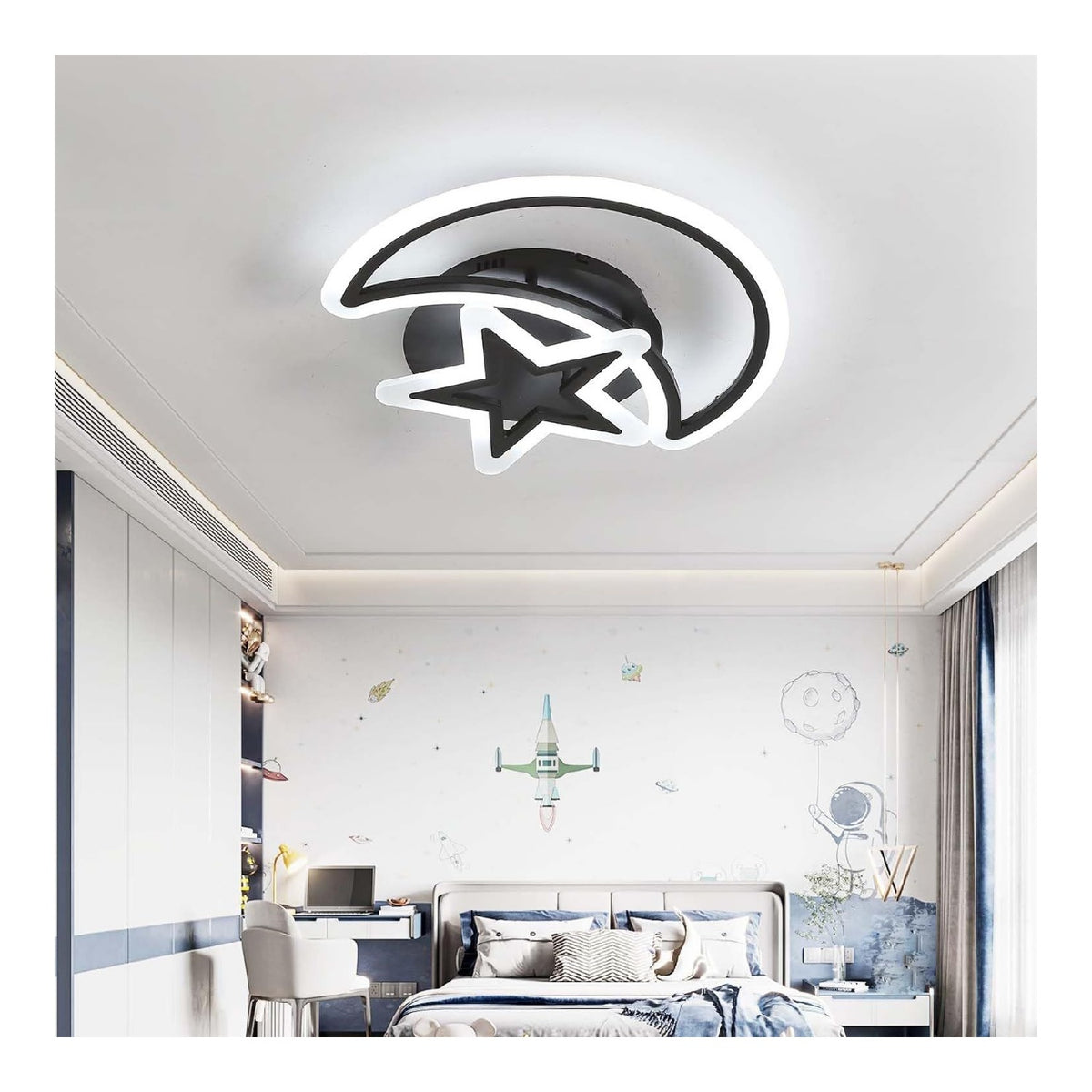 Suspension Noir et Blanc aux lignes epurees avec eclairage confortable 38W 3000K