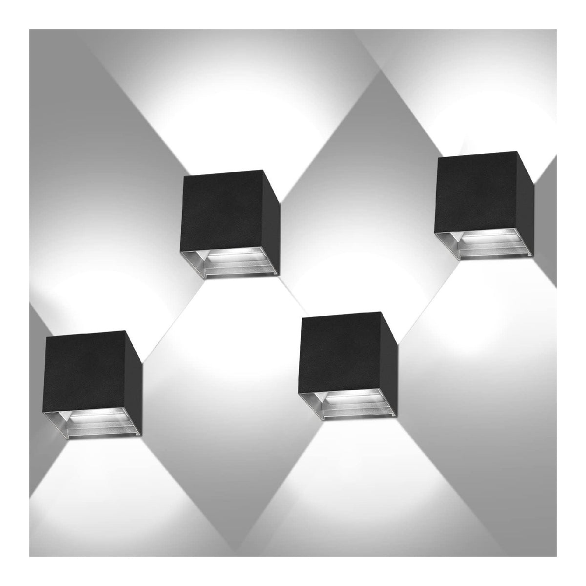 Luminaire Noir et Blanc a silhouette graphique de type applique murale 12W IP65 6000K