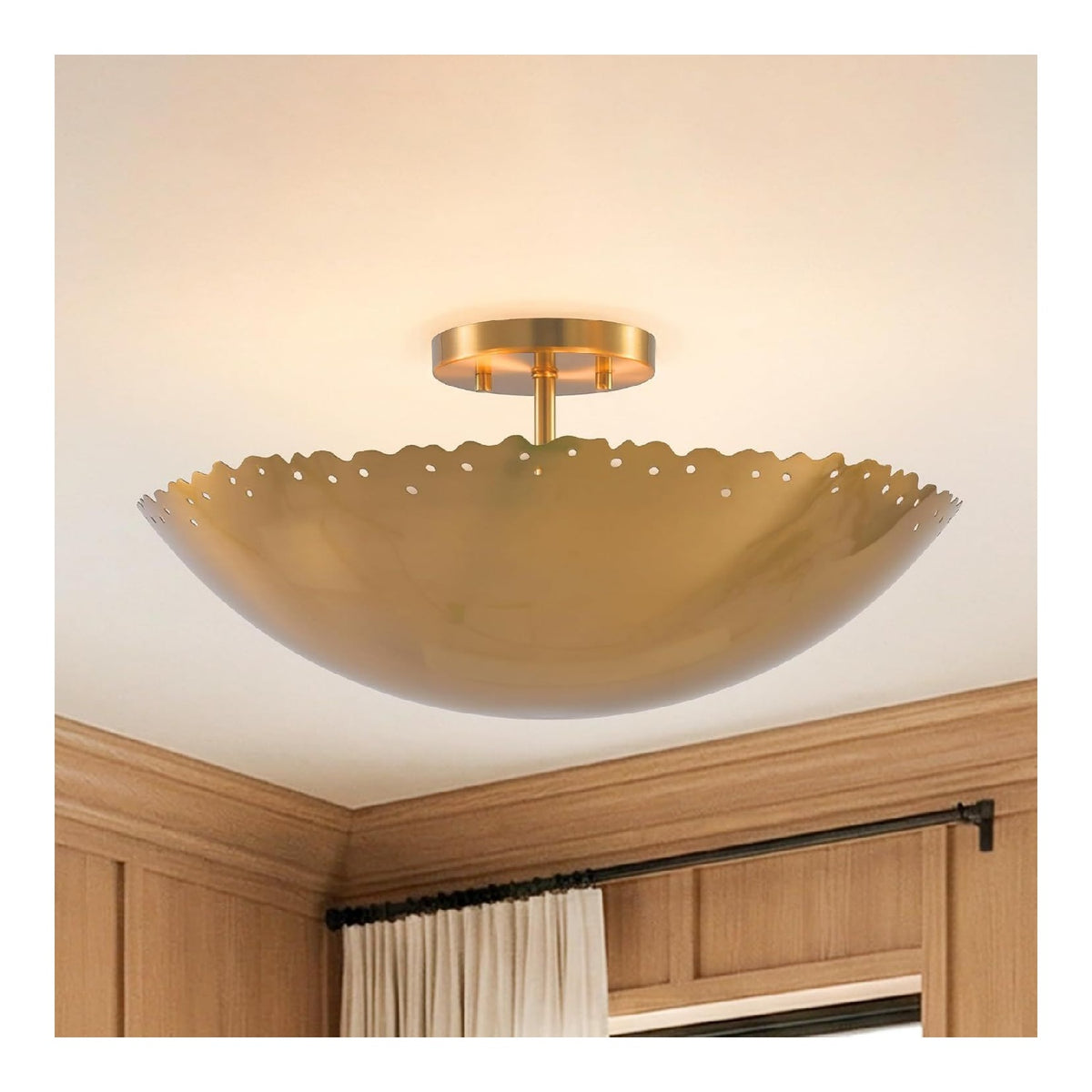 Plafonnier decoratif Dore et Ambre avec diffusion lumineuse harmonieuse 40W E14