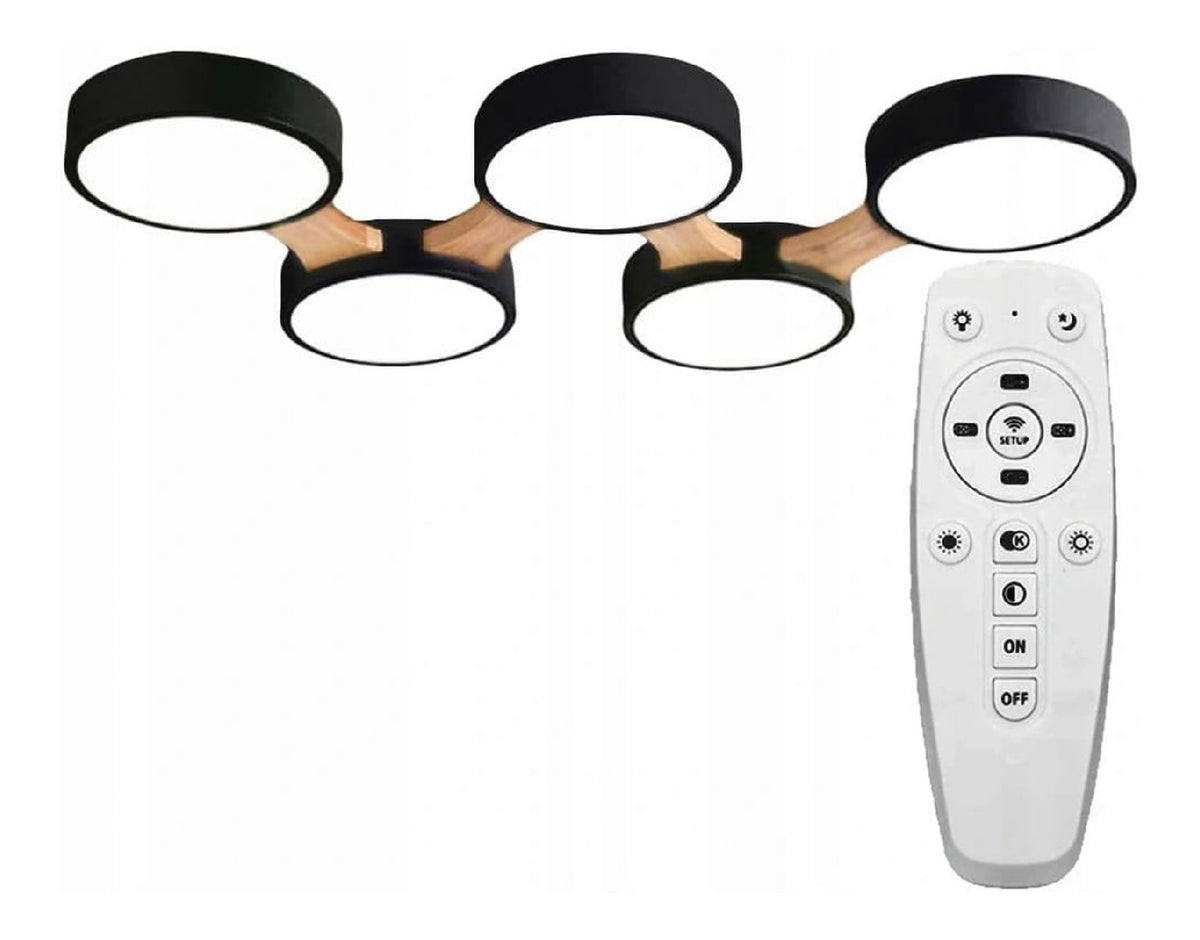 Luminaire Noir et Ambre a silhouette graphique de type suspension